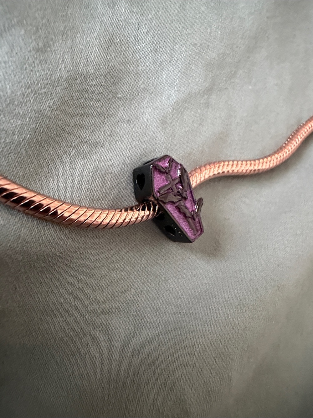 Black & Purple Glitter Coffin Charm - Picture 3 of 4